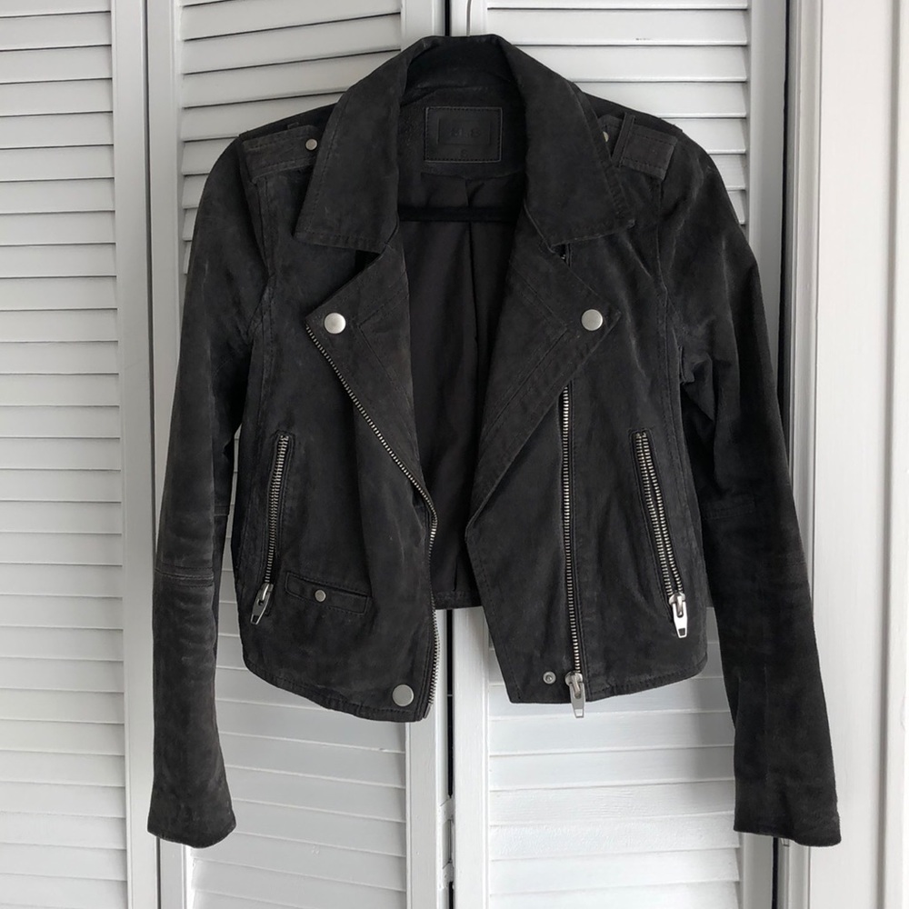 SL8 Blank NYC gray suede leather jacket small